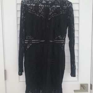 Black Mesh Long Sleeve Dress